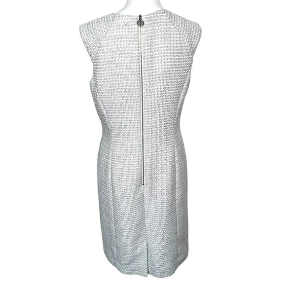 ANTONIO MELANI Size 10 Midi Dress Silver Black Metallic Career Cocktail Modern - Picture 2 of 7